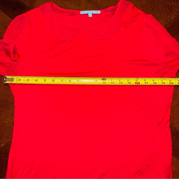 Antonio Melani Womens Red Long Sleeve Shirt With Sheer Petal Cut out Neckline L - Picture 7 of 8